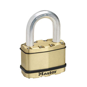 Master Lock Heavy Duty Padlock [Key] [Laminated Steel / Brass Finish] [Weatherproof] [Medium Shackle] M15BEURDLF - Best Used for Storage Units, Sheds, Garages, Fences