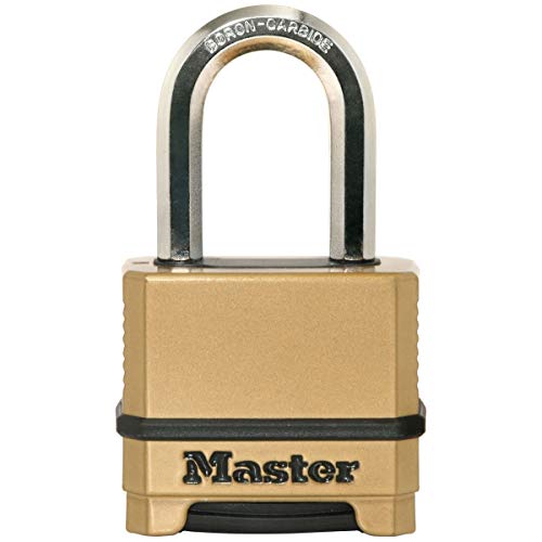 MASTER LOCK Heavy Duty Padlock [Combination] [Zinc] [Long Shackle] [Outdoor] M175EURDLF - Best Used for Storage Units, Sheds, Garages, Trailers and More